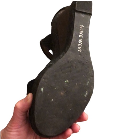 Nine West size 10 black sexy wrap ankle strap wedge - Picture 7 of 7